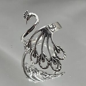 Elegant Adjustable Stainless Steel Peacock Ring